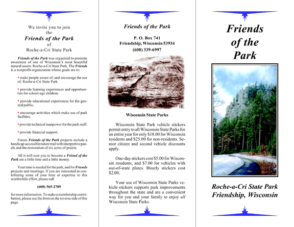 Friends of Roche-a-Cri State Park Tri-Fold Brochure