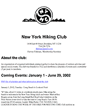 Click here for New York Hiking Club Home Page.